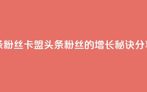 卡盟头条粉丝 - 卡盟头条粉丝的增长秘诀分享! 第1张 卡盟头条粉丝 - 卡盟头条粉丝的增长秘诀分享! 第1张
