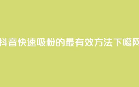 抖音快速吸粉的最有效方法 第1张 抖音快速吸粉的最有效方法 第1张