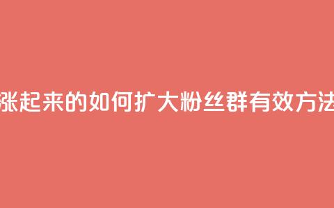 粉丝是怎么涨起来的 - 如何扩大粉丝群:有效方法分享~ 第1张 粉丝是怎么涨起来的 - 如何扩大粉丝群:有效方法分享~ 第1张