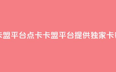 点卡卡盟平台(点卡卡盟平台:提供独家卡密服务) 第1张 点卡卡盟平台(点卡卡盟平台:提供独家卡密服务) 第1张