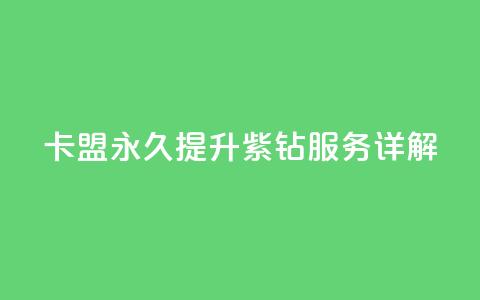 卡盟永久提升紫钻服务详解 第1张 卡盟永久提升紫钻服务详解 第1张