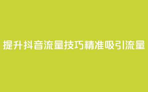 提升抖音流量技巧，精准吸引流量  第1张
