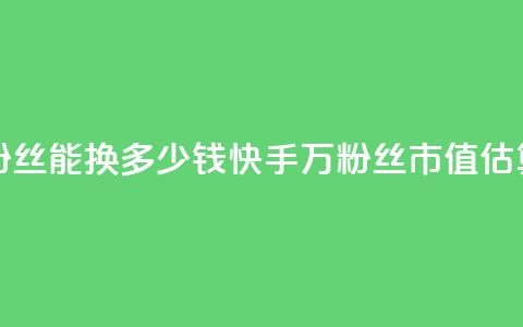 快手1000万粉丝能换多少钱(快手1000万粉丝市值估算)  第1张