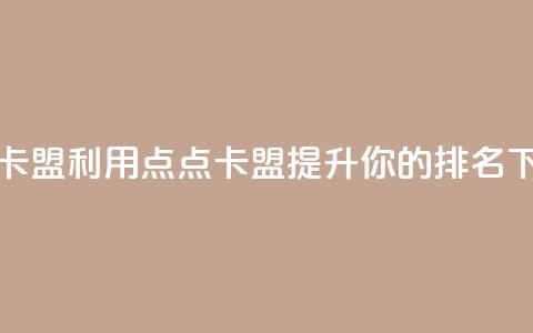 点点卡盟 - 利用点点卡盟提升你的SEO排名。  第1张