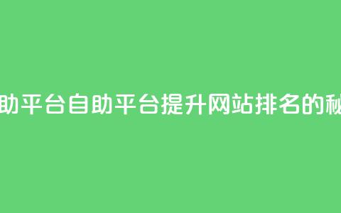 自助平台(自助平台：提升网站排名的秘籍)  第1张