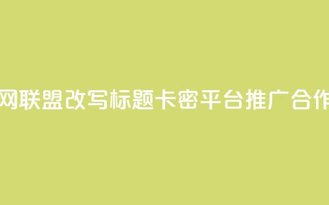 发卡网联盟改写标题：卡密平台推广合作介绍  第1张