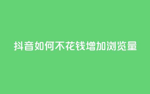抖音如何不花钱增加浏览量 - 免费提升抖音视频浏览量的方法! 第1张 抖音如何不花钱增加浏览量 - 免费提升抖音视频浏览量的方法! 第1张