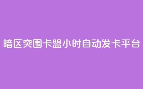 暗区突围卡盟24小时自动发卡平台 - 暗区突围24小时自动发卡服务平台解析！  第1张