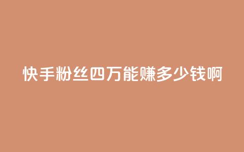 快手粉丝四万能赚多少钱啊 - ds抖音粉  第1张