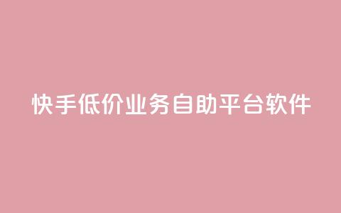 快手低价业务自助平台软件 - 快手推出低价自助平台软件助力业务发展！  第1张