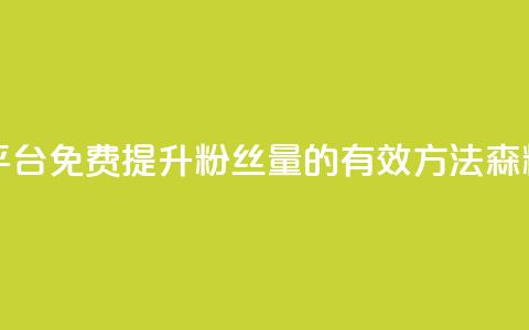 回森免费涨粉丝平台 - 免费提升粉丝量的有效方法-森粉平台分享。  第1张