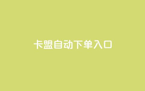 卡盟自动下单入口 - 卡盟自动下单服务专区！  第1张