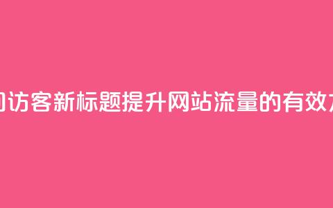 空间访客(新标题：提升网站流量的有效方法)  第1张