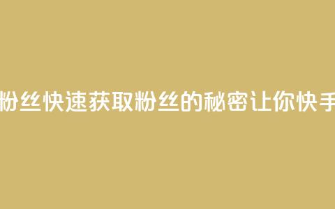 快手如何快速拥有1w粉丝 - 快速获取1w粉丝的秘密，让你快手上名声大噪！!  第1张
