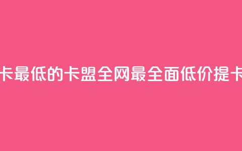 全网辅助最全提卡最低的卡盟 - 全网最全面低价提卡卡盟推荐!  第1张