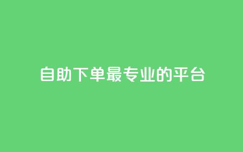 自助下单，最专业的平台  第1张