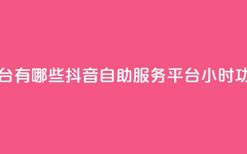 抖音24小时自助平台有哪些 - 抖音自助服务平台24小时功能全解析! 第1张 抖音24小时自助平台有哪些 - 抖音自助服务平台24小时功能全解析! 第1张