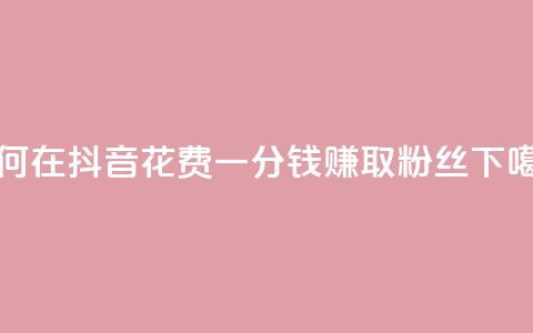 如何在抖音花费一分钱赚取1000粉丝  第1张