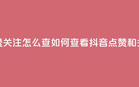 抖音点赞关注怎么查(如何查看抖音点赞和关注数量)  第1张