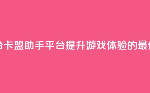 卡盟辅助平台 - 卡盟助手平台：提升游戏体验的最佳选择~  第1张