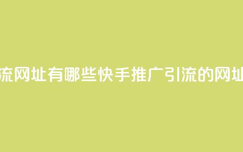 快手推广引流网址有哪些 - 快手推广引流的网址清单! 第1张 快手推广引流网址有哪些 - 快手推广引流的网址清单! 第1张