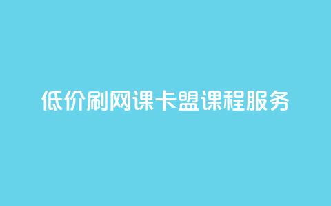 低价刷网课，卡盟课程服务  第1张
