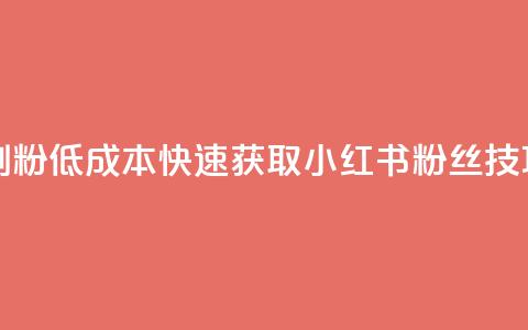 1元小红书秒刷1000粉 - 低成本快速获取小红书粉丝技巧揭秘。  第1张