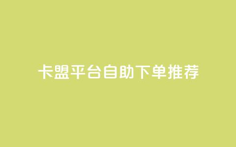 卡盟平台自助下单推荐 - 自助下单卡盟平台优选指南~  第1张