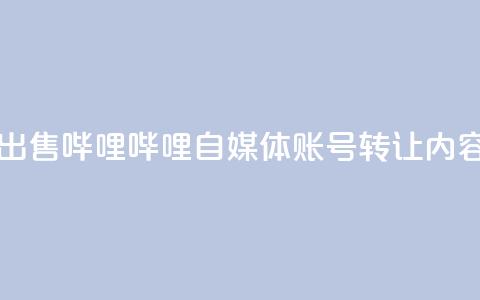 哔哩哔哩自媒体账号出售 - 哔哩哔哩自媒体账号转让，内容创作者的机遇！  第1张
