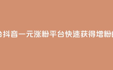 抖音一元涨粉1000平台 - 抖音一元涨粉1000平台：快速获得1000增粉的技巧分享~  第1张