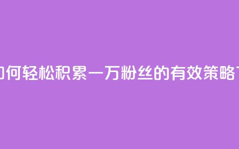 快手如何轻松积累一万粉丝的有效策略 第1张 快手如何轻松积累一万粉丝的有效策略 第1张