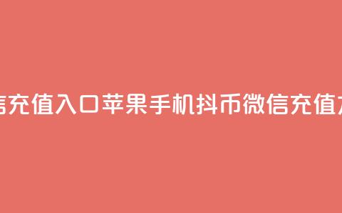 抖币微信充值入口苹果手机(抖币微信充值方法分享) 第1张 抖币微信充值入口苹果手机(抖币微信充值方法分享) 第1张