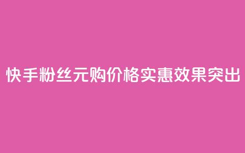 快手1000粉丝1元购：价格实惠，效果突出  第1张