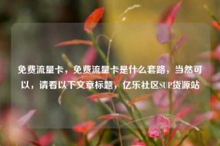 免费流量卡，免费流量卡是什么套路，当然可以，请看以下文章标题，亿乐社区SUP货源站