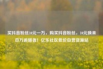 买抖音粉丝10元一万，购买抖音粉丝，10元换来百万追随者！亿乐社区低价自营货源站