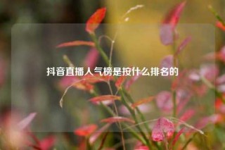 抖音直播人气榜是按什么排名的