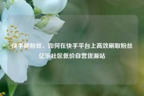 快手刷粉丝，如何在快手平台上高效刷取粉丝亿乐社区低价自营货源站