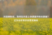 抖音刷粉丝，如何在抖音上快速提升粉丝数量？亿乐社区低价自营货源站