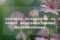 小红书点赞平台，小红书业务下单平台，小红书点赞平台，解锁你生活中的社交与购物新世界亿乐社区低价自营货源站