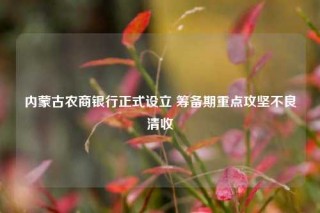 内蒙古农商银行正式设立 筹备期重点攻坚不良清收