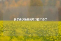 快手多少粉丝就可以接广告了