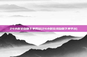 24小时全自助下单网站(24小时在线自助下单平台)