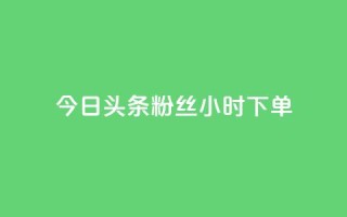 今日头条粉丝24小时下单 - 今日头条24小时粉丝快速下单攻略。