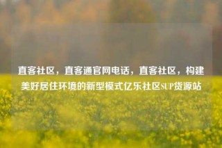 直客社区，直客通官网电话，直客社区，构建美好居住环境的新型模式亿乐社区SUP货源站