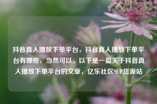 抖音真人播放下单平台，抖音真人播放下单平台有哪些，当然可以。以下是一篇关于抖音真人播放下单平台的文章，亿乐社区SUP货源站