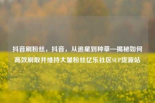 抖音刷粉丝，抖音，从追星到种草—揭秘如何高效刷取并维持大量粉丝亿乐社区SUP货源站