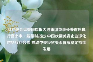 何立峰会见美国摩根大通集团董事长兼首席执行官杰米·戴蒙时指出 中国欢迎美资企业深化对华互利合作 推动中美经贸关系健康稳定持续发展