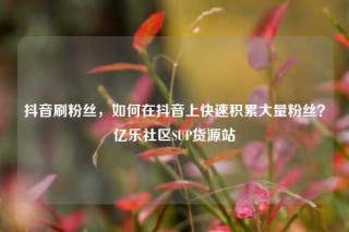 抖音刷粉丝，如何在抖音上快速积累大量粉丝？亿乐社区SUP货源站