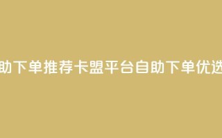 卡盟平台自助下单推荐 - 卡盟平台自助下单优选推荐。