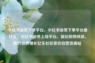 小红书业务下单平台，小红书业务下单平台是什么，小红书业务上线平台，简化购物体验，助力品牌增长亿乐社区低价自营货源站